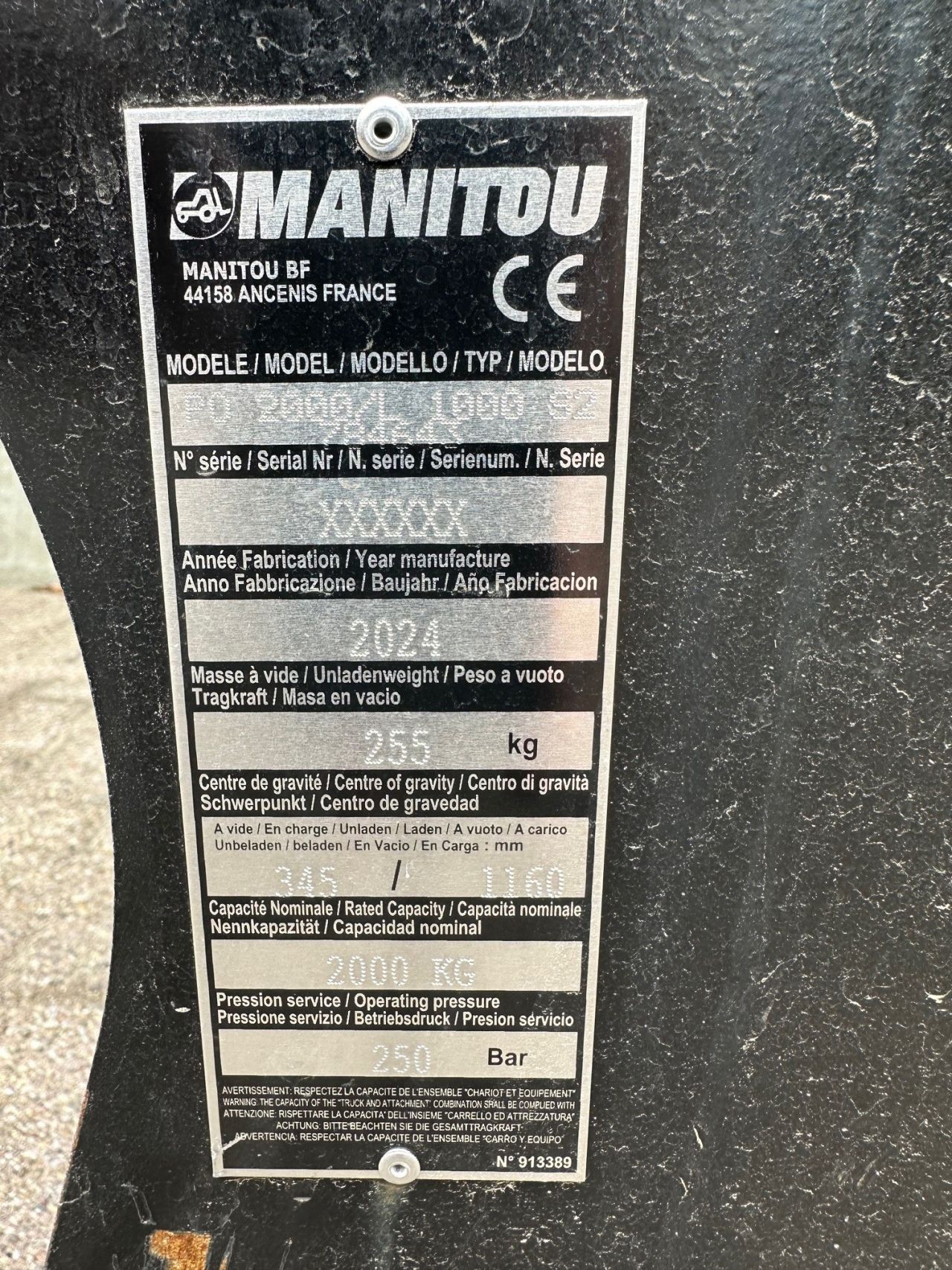 Manitou zwenk Jib 2000 Kg 1000 mm