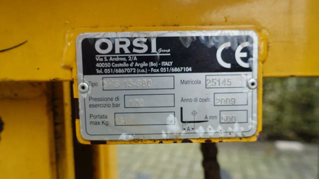 Orsi OHS 15-380 Hefmast met 3 punts aansluiting