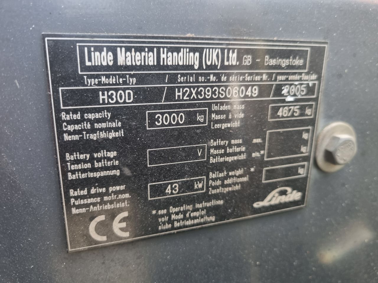 Heftruck Linde H30 diesel triplomast 4.80