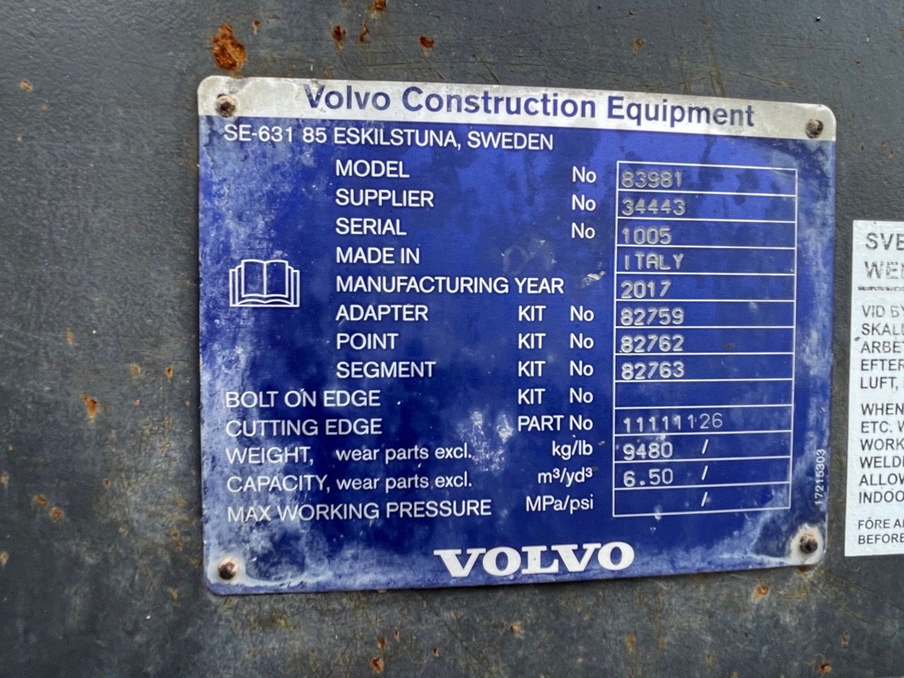 Zij kiepbak / Rotsbak Volvo L350F 7500 liter