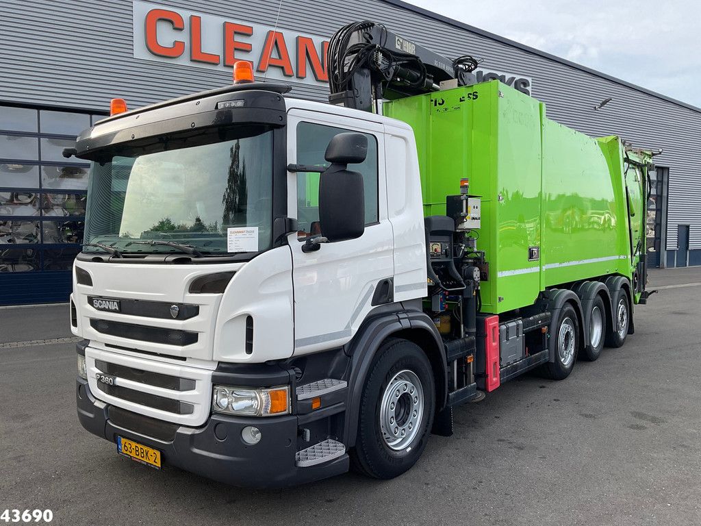 Scania P 360 Faun 18m³ + Hiab crane + Underground Container Washing Installation