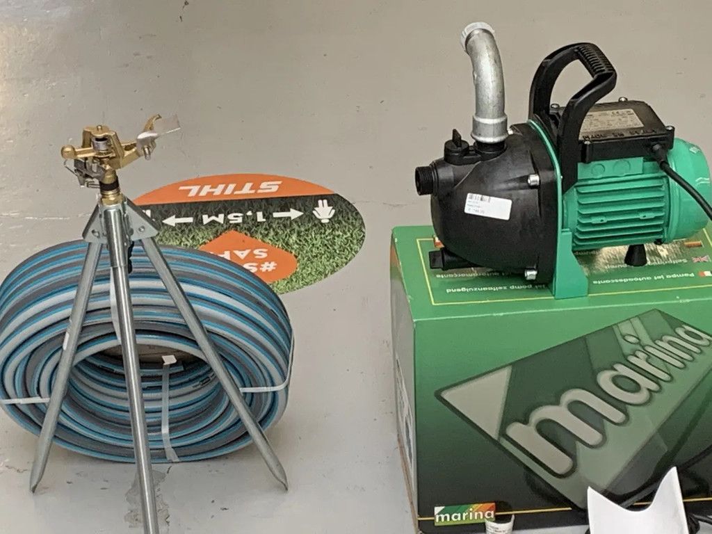 BTP beregeningsset waterpomp set met slangen sproeier tuinpomp