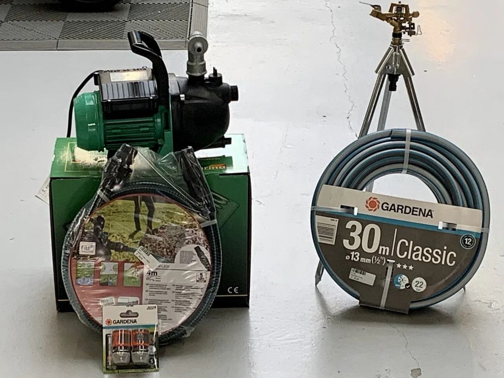 BTP beregeningsset waterpomp set met slangen sproeier tuinpomp