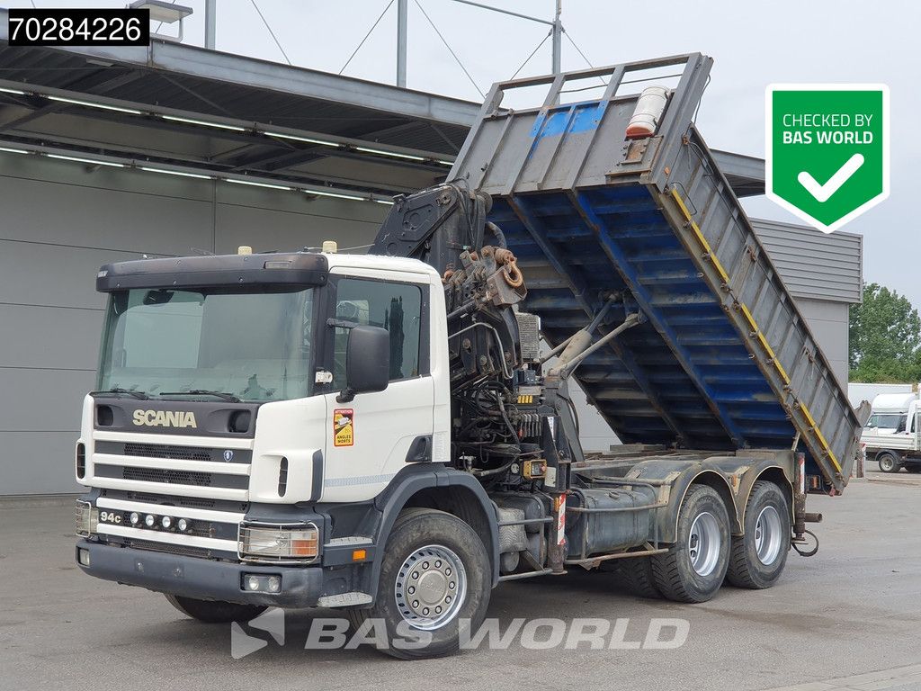 Scania P94 6X4 Hiab 330-4 Kran Crane 9m3 tipper Manual Steelsuspension Euro 3