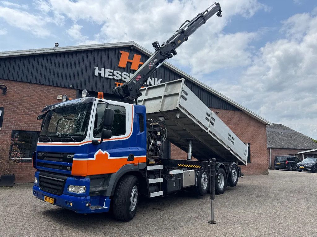 DAF CF 85.360 8X2 3 Zijdige kipper HIAB 16 t/m kraan AHK Top condition
