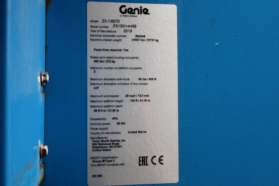 Genie ZX135/70 Diesel, 4x4x4 Drive, 43m Working Height,