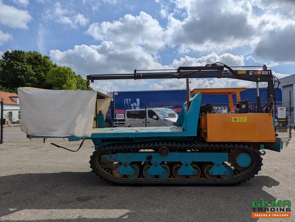 Morooka MST-1100 Rupsdumper / Werktuigdrager - Platte kiepbak + Hiab 026 T3 Kraan - Komatsu 6Cil