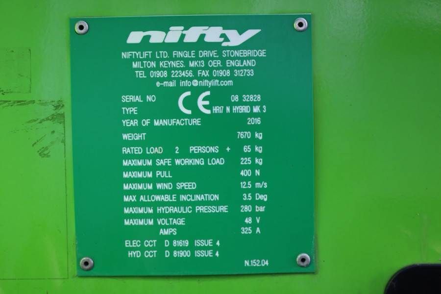 Niftylift HR17N HYBRID MK3 Hybrid Battery & Diesel, 17m Work