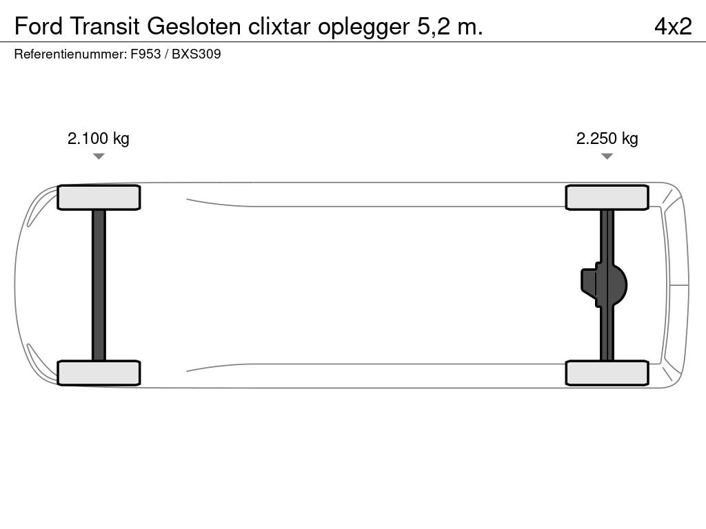 Ford Transit Gesloten clixtar oplegger 5,2 m.