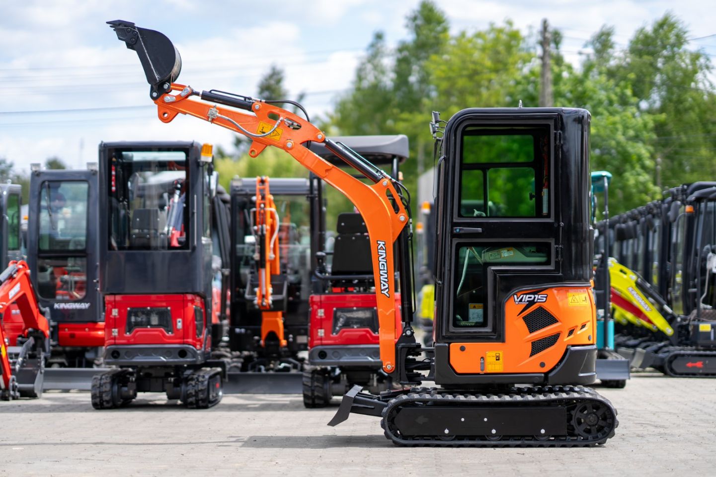 Minibagger Kingway VIP15, Joysticks, Knickmatick, Lieferung