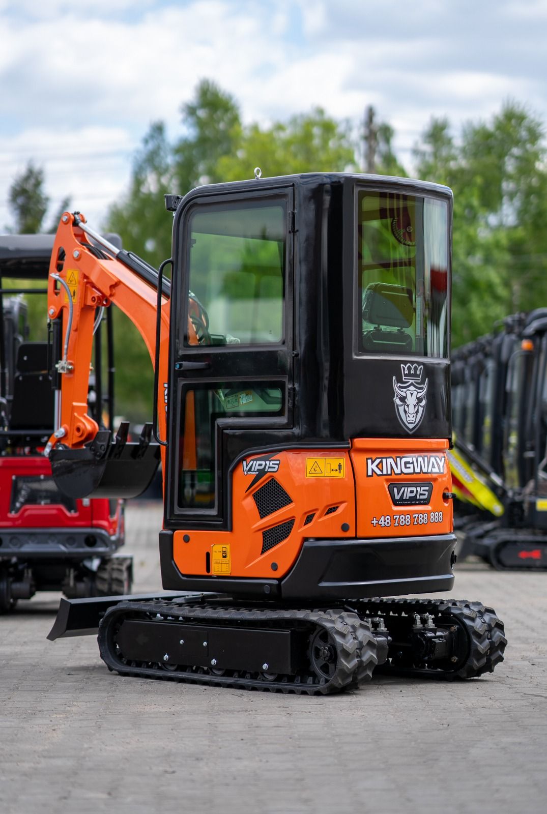 Minibagger Kingway VIP15, Joysticks, Knickmatick, Lieferung