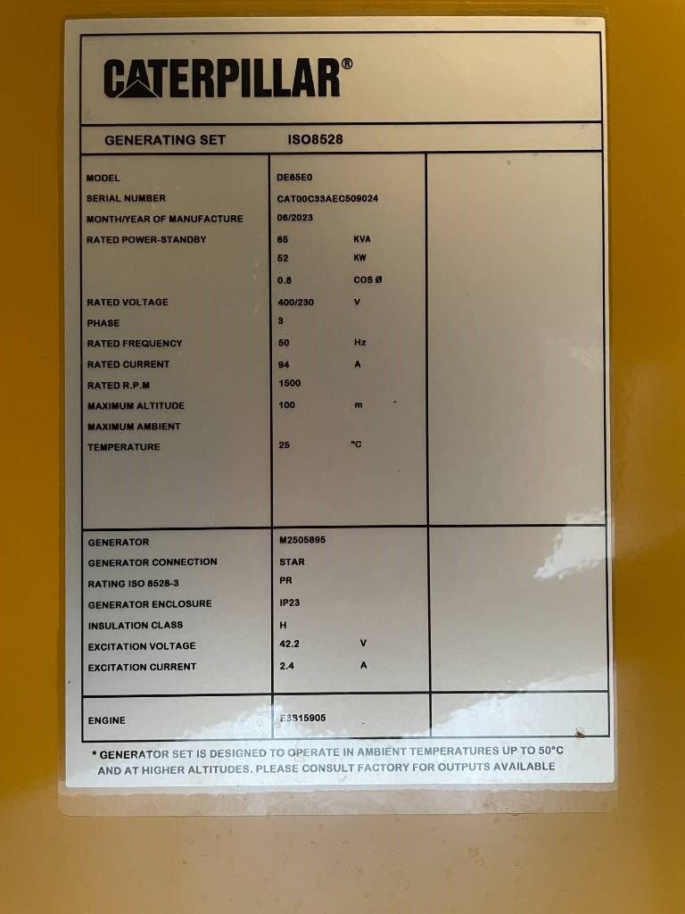 CAT DE65E0 - 65 kVA Generator - DPX-18010