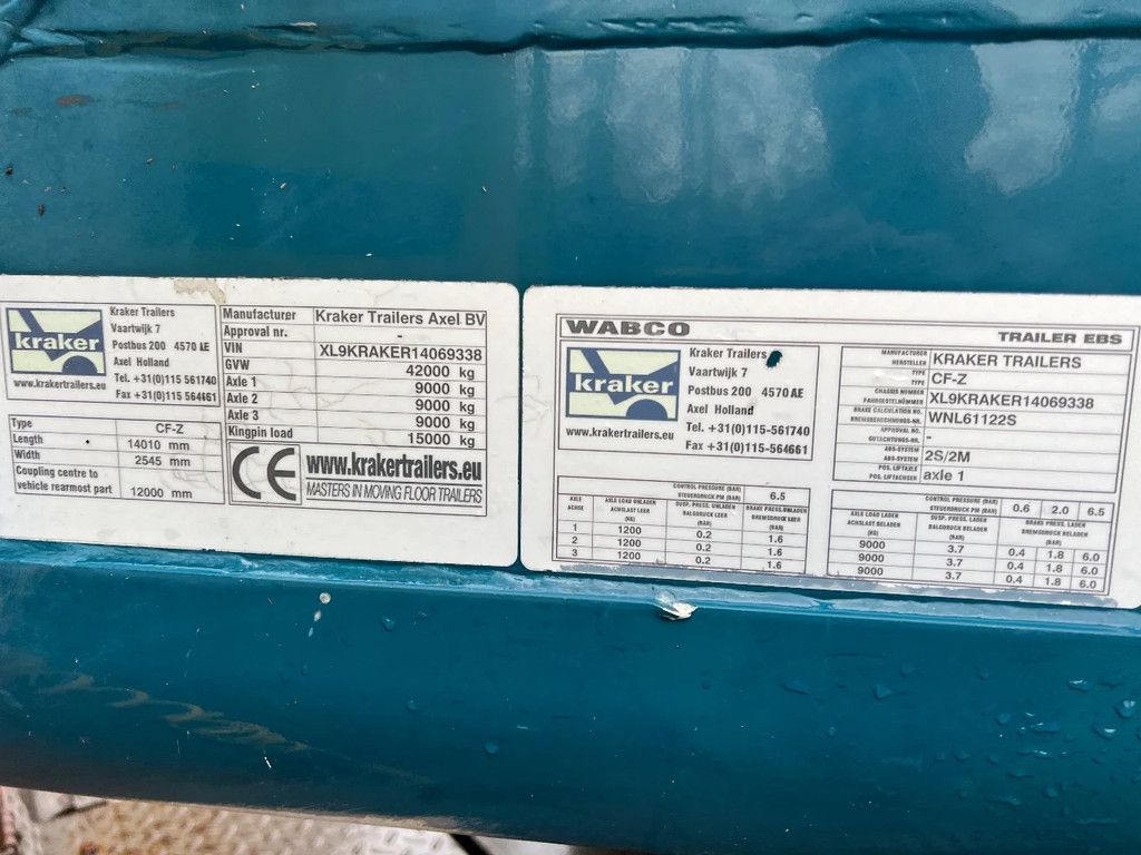 Kraker CF-Z 100m3 Cargo Floor 10MM Hydraulische klep+afdekkleppen