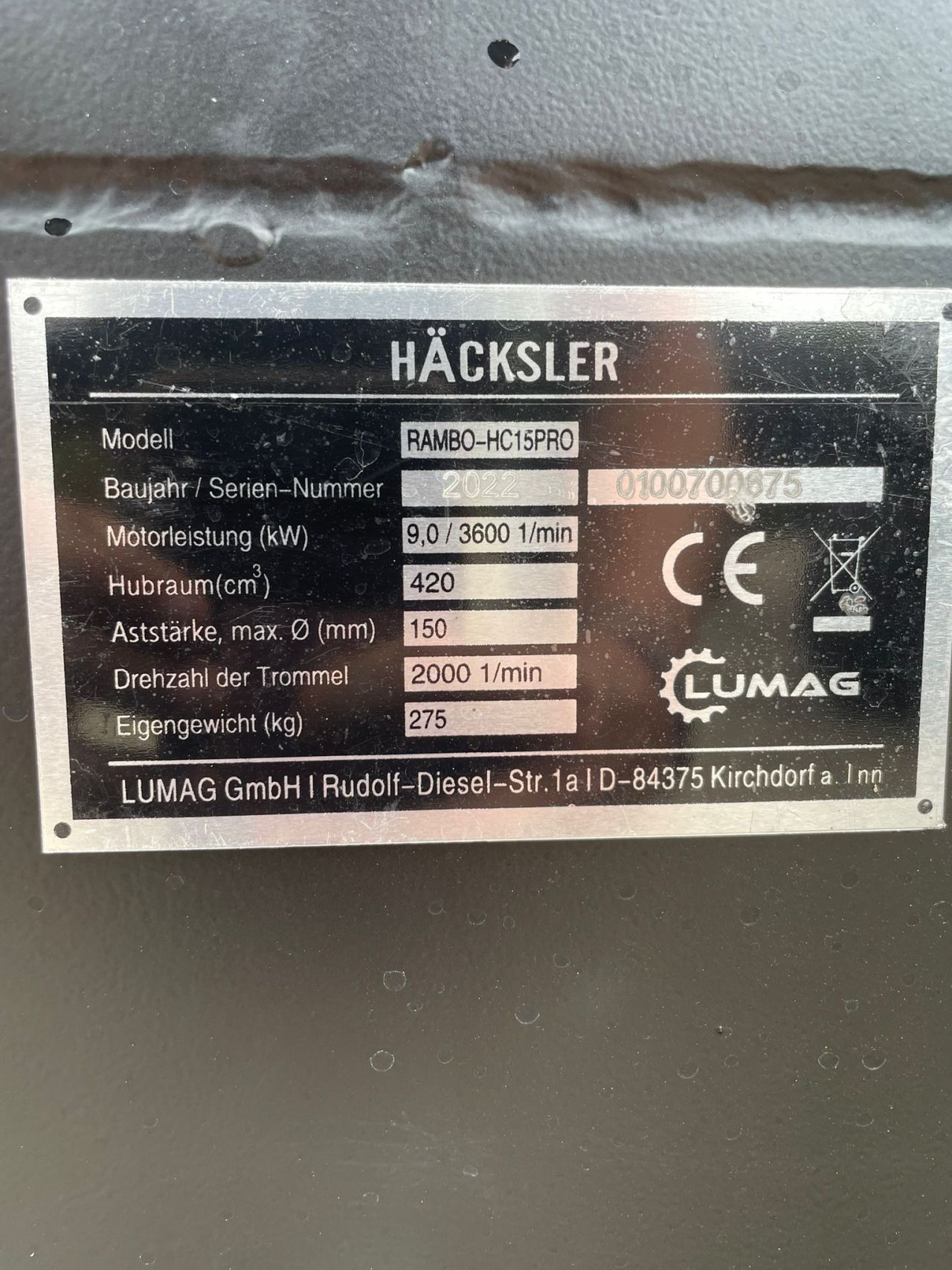 Lumag Rambo HC15PRO hakselaar versnipperaar