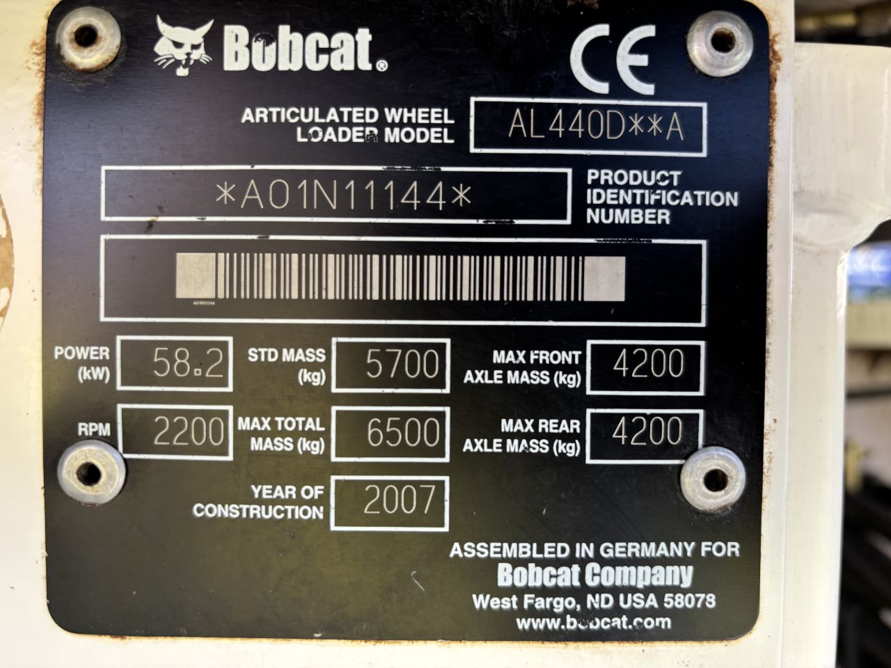 BOBCAT AL 440, 2007, hydr. snelwissel, bak en vorken