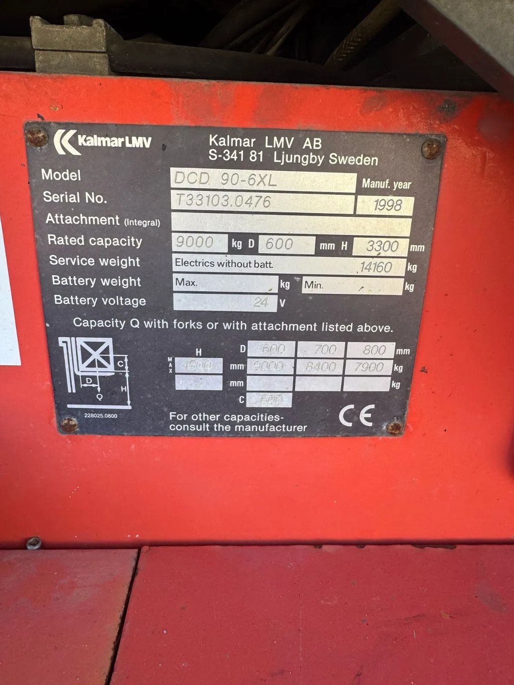 Kalmar Dcd 90-6xl heftruck + stenenklem + aanbouwdelen