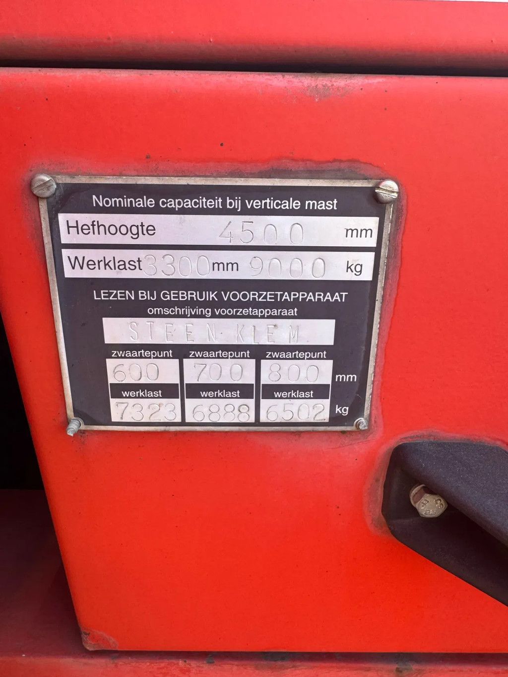 Kalmar Dcd 90-6xl heftruck + stenenklem + aanbouwdelen