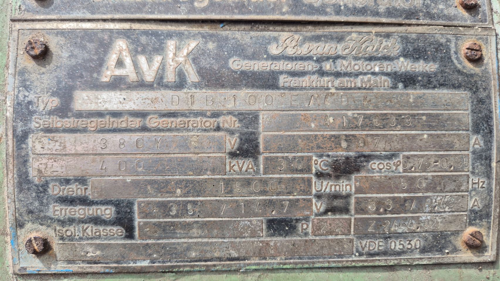 Aggregaat AvK 400kVA Deutz Magirus V12 motor, generator