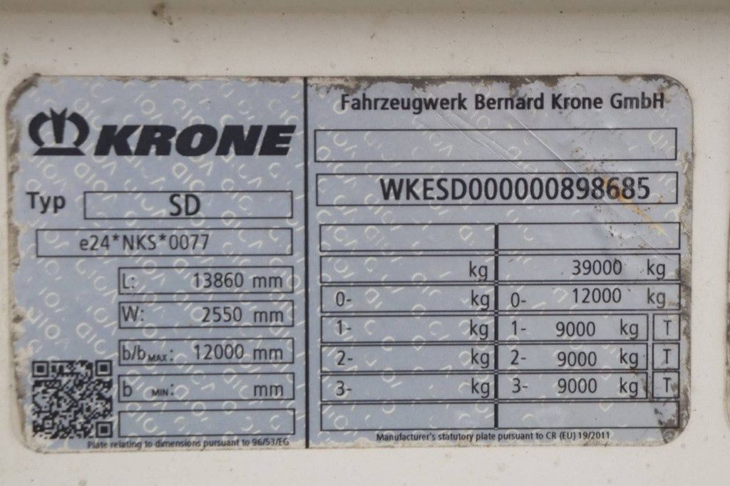 Krone SD sliding tarpaulin trailer
