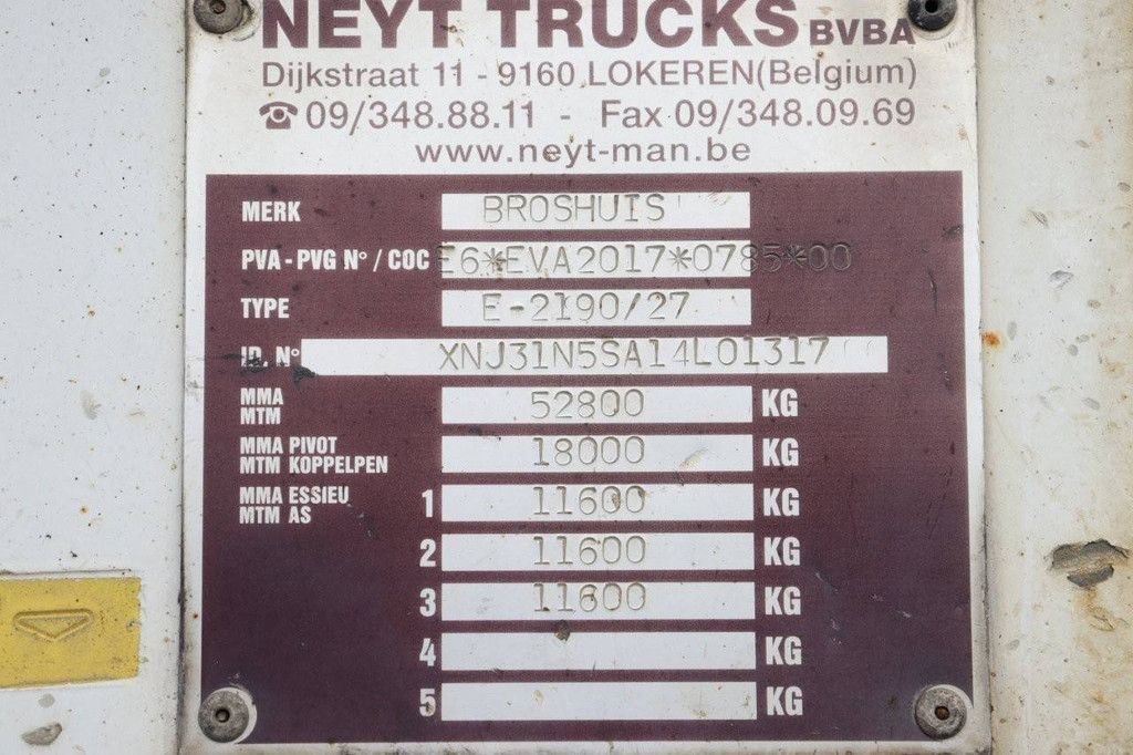 Broshuis E-2190/27 lowloader wheel well 4.1m extendable steering axle