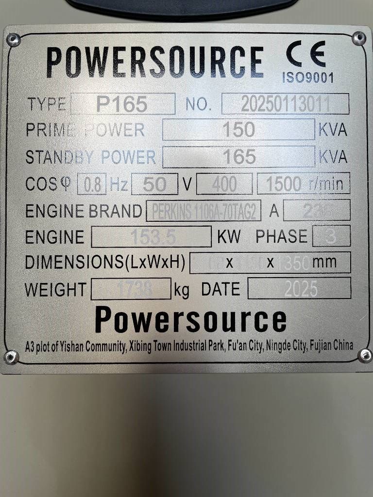 Perkins 1106A-70TA - 165 kVA Generator - DPX-19808