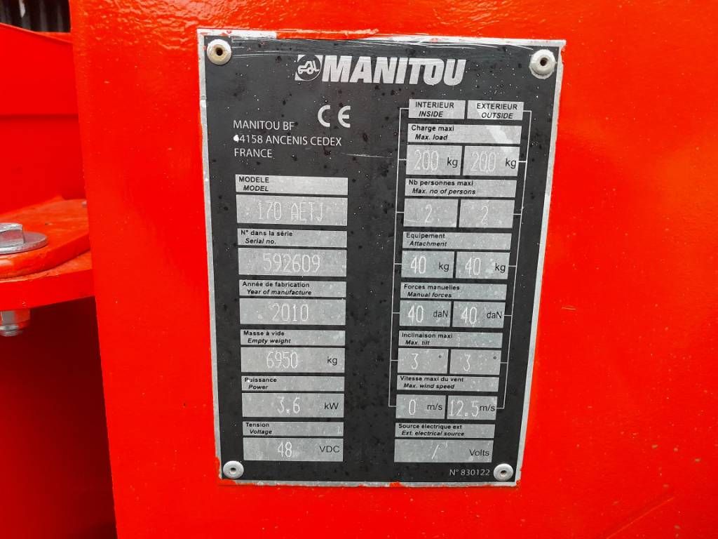 Manitou AETJ 170 knikarmhoogwerker hoogwerker