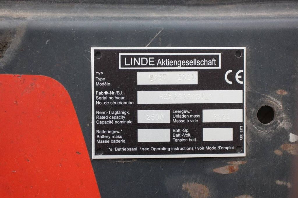 Forklift Linde H25T LPG 2500kg 2013
