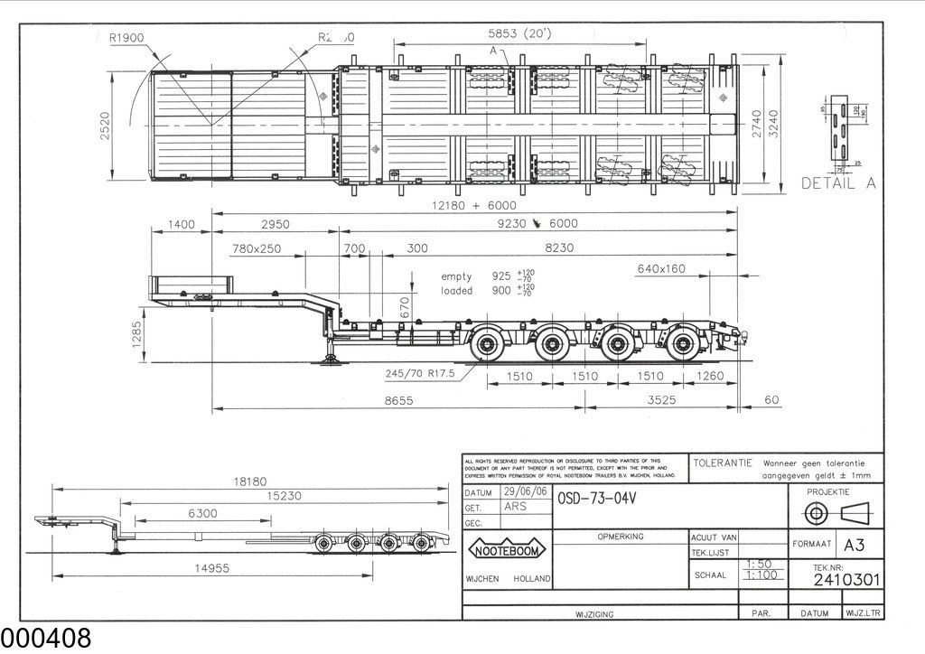 Nooteboom Lowbed 19.58 Meter, Extandable, Twistlocks