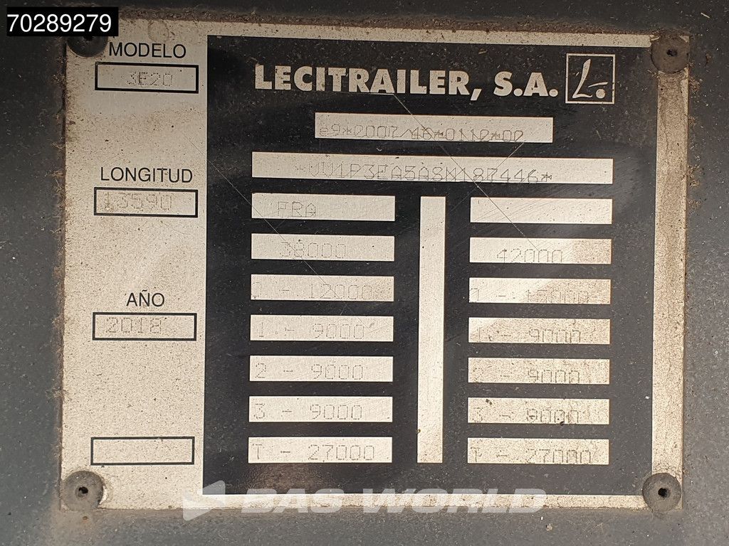 Lecitrailer 3E20 3 axles Liftachse Rolltor