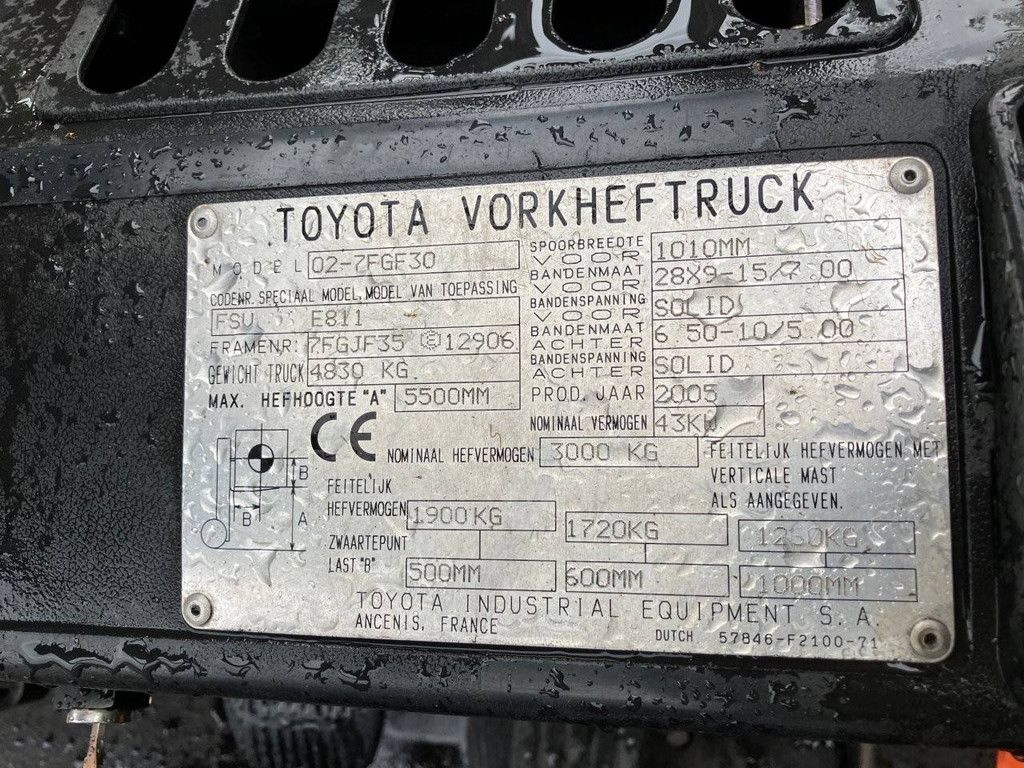 Gabelstapler Toyota 02-7FGF30 Treibgas 3000kg 5,5m 2005