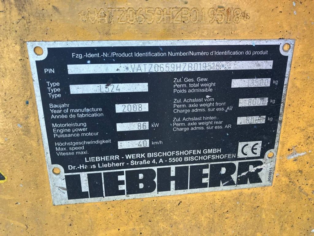 Wiellader Liebherr L524 Diesel 2008