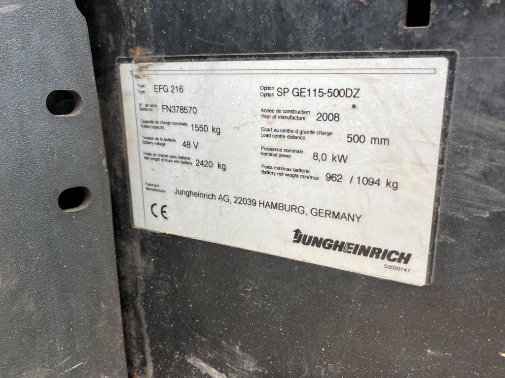Gabelstapler Jungheinrich EFG 216 Elektro 1550kg 5,0m 2008