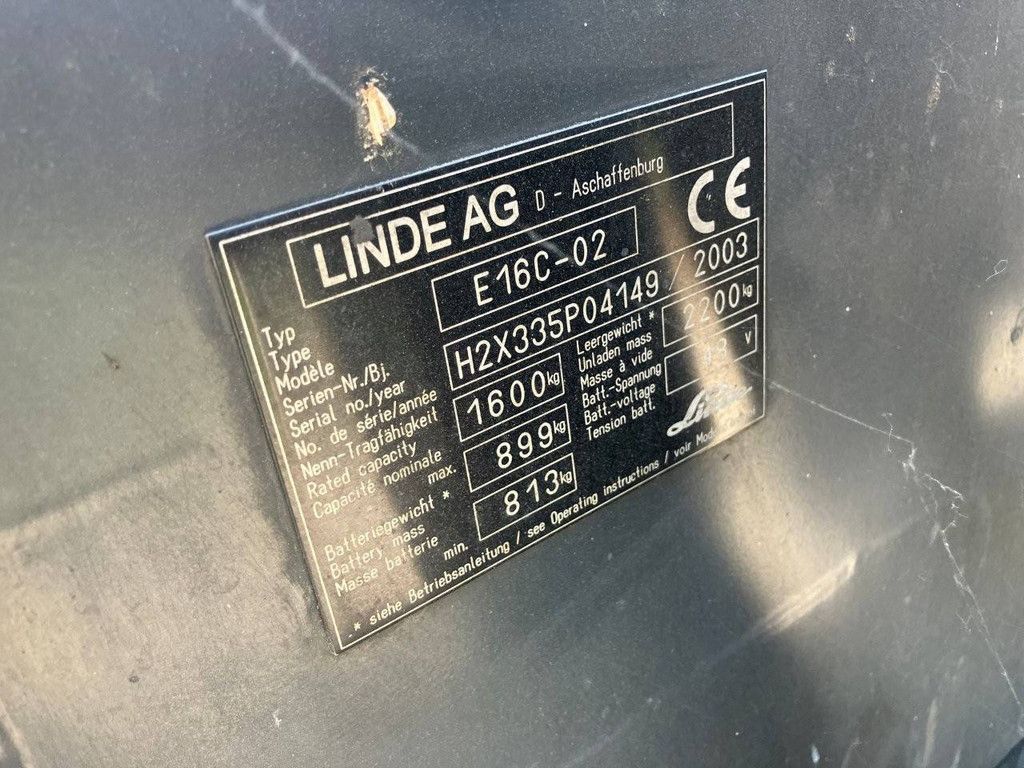 Forklift Linde E16C-02 Electric 1600kg 2003
