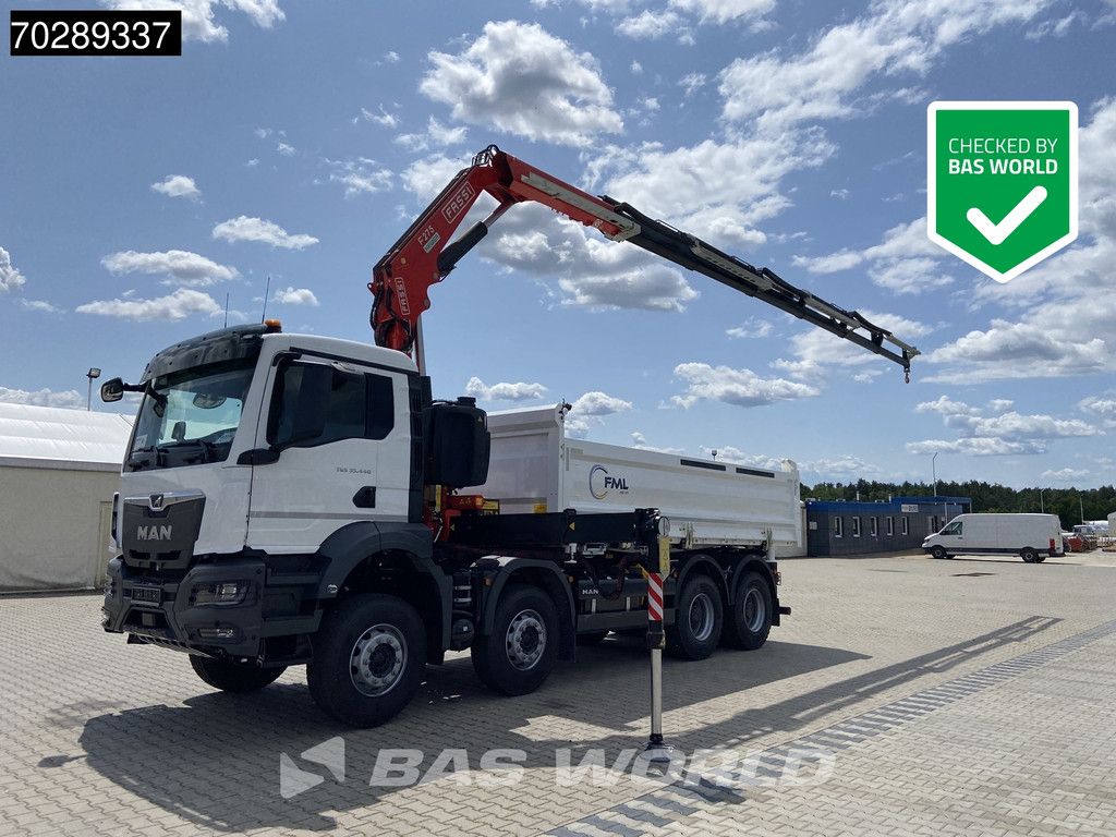 MAN TGS 35.440 8X4 NEW! Fassi F275.026 Kran Crane 13m3 3-Sided Tipper Big-Axle Euro 6