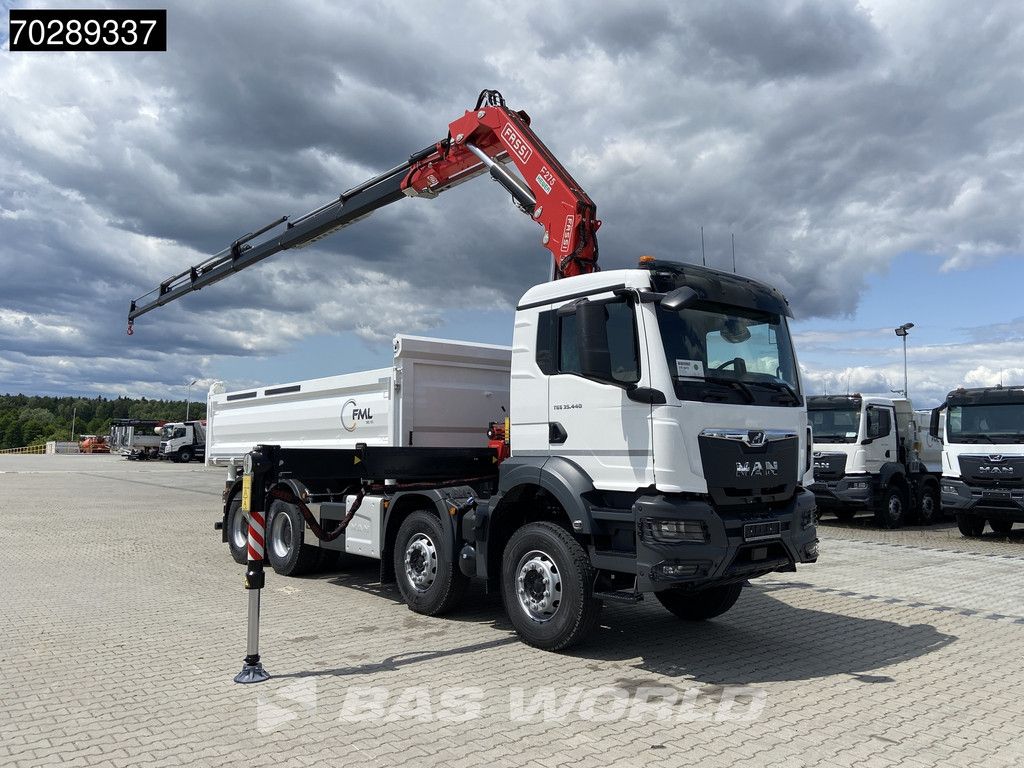 MAN TGS 35.440 8X4 NEW! Fassi F275.026 Kran Crane 13m3 3-Sided Tipper Big-Axle Euro 6