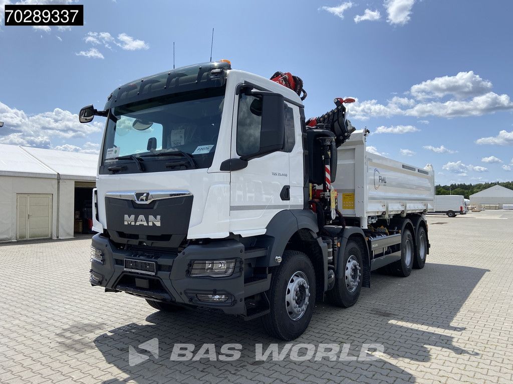 MAN TGS 35.440 8X4 NEW! Fassi F275.026 Kran Crane 13m3 3-Sided Tipper Big-Axle Euro 6
