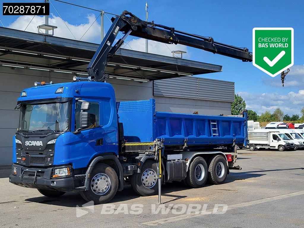 Scania G500 8X4 Hiab X-HIDUO 228 E-3 Crane Retarder Big-Axle Josset Menguy Tipper 14m3 Euro 6