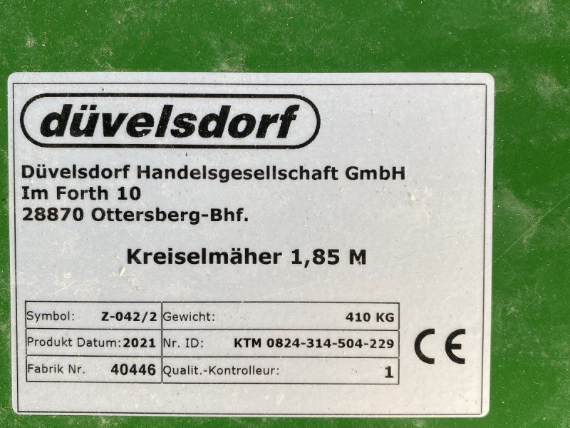 Düvelsdorf D-Cut 1,85 m Mähwerk, Leistung ca. 1,9 ha/h sofort lieferbar