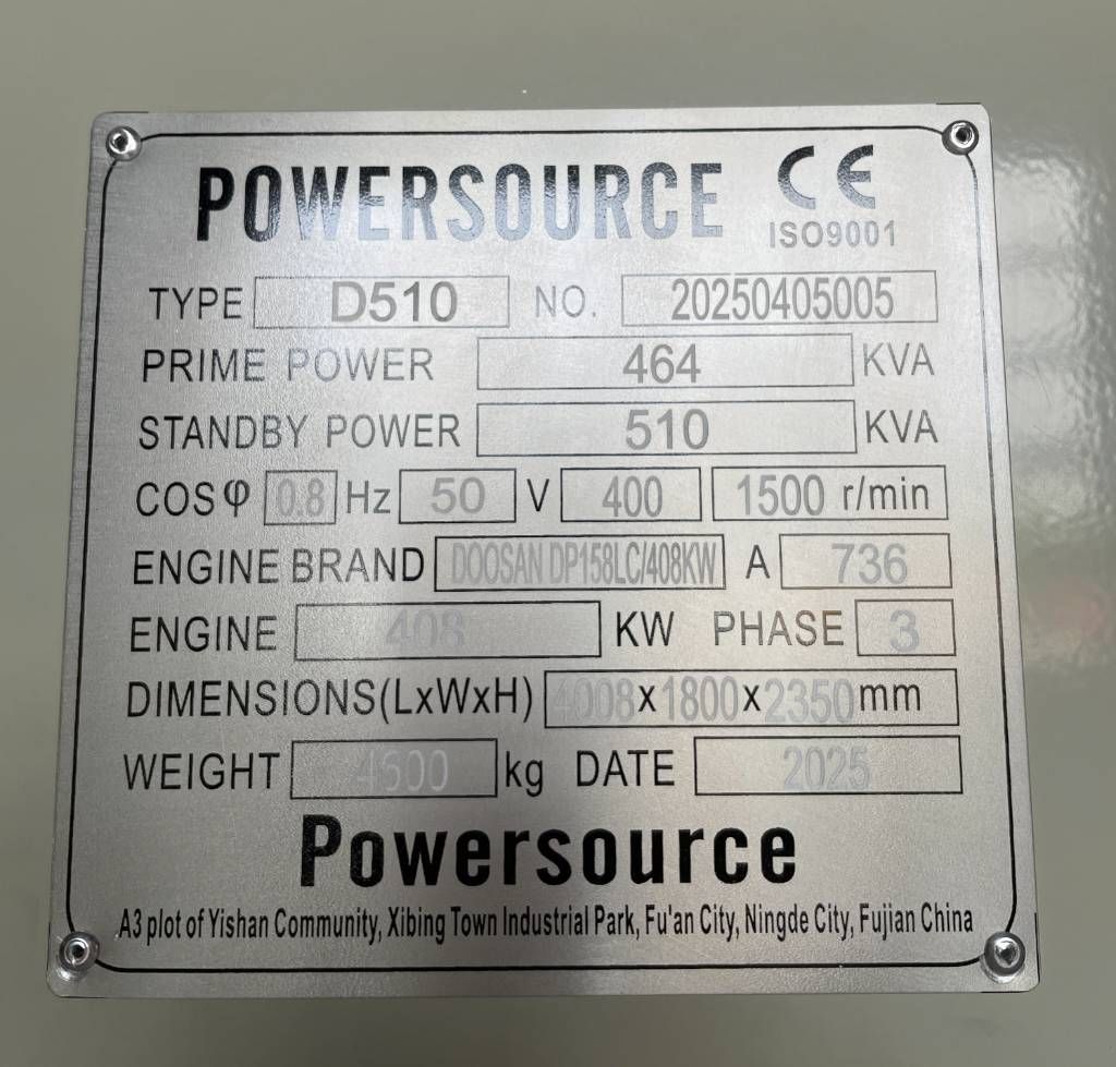 Doosan DP158LC - 510 kVA Generator - DPX-19855