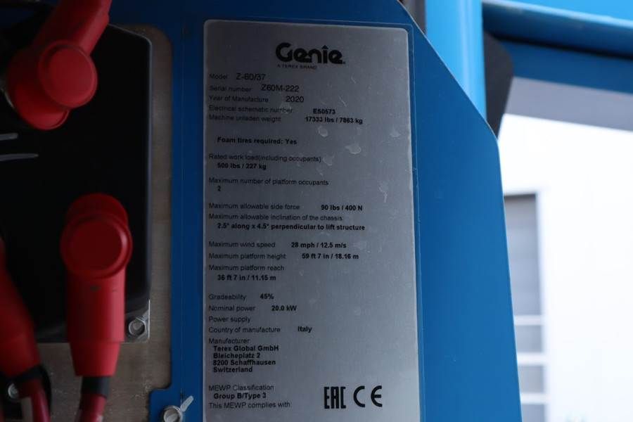 Genie Z60/37FE Guarantee! Hybrid, 4x4 Drive, 20m Working