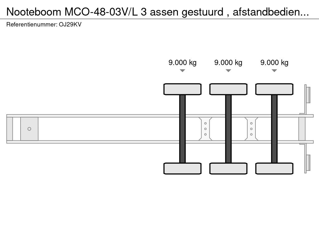 Nooteboom MCO-48-03V/L 3 assen gestuurd , afstandbediening gestuurd ! luchtvering, uitschuifbaar Zeer mooi !