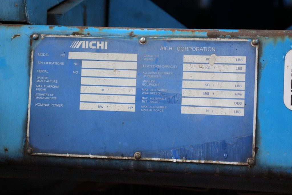 Telescopic boom lift Aichi SP21AJ Diesel 2007