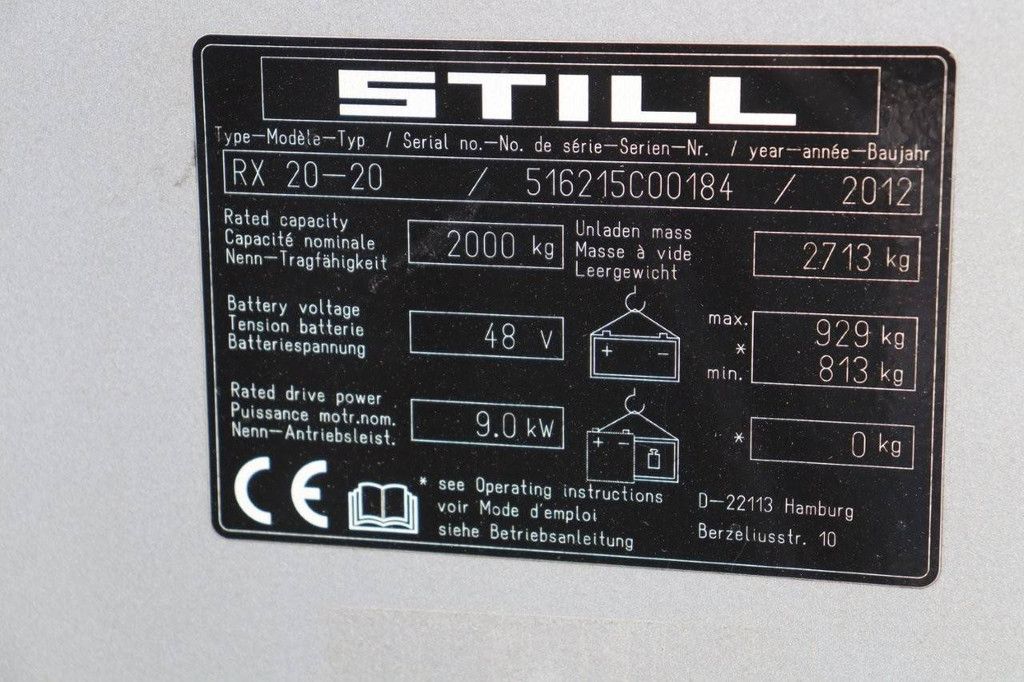 Still RX20-20 Elektro-Gabelstapler 2000kg 4,84m 2012