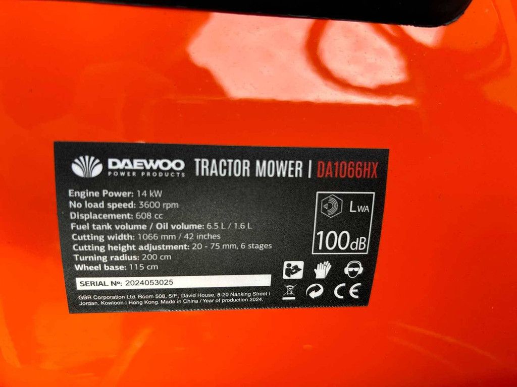 Daewoo DA1066HX Petrol 19hp Riding Mower 2024 New