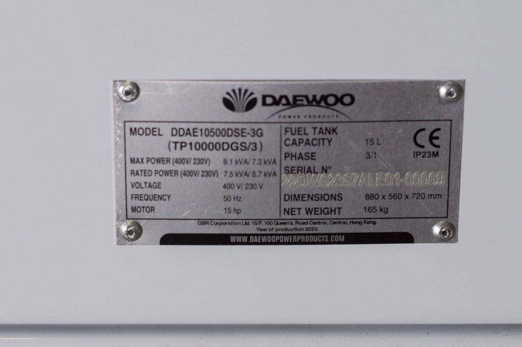 4x Generator Daewoo DDAE10500DSE-3G Diesel 8,1kVA Neu