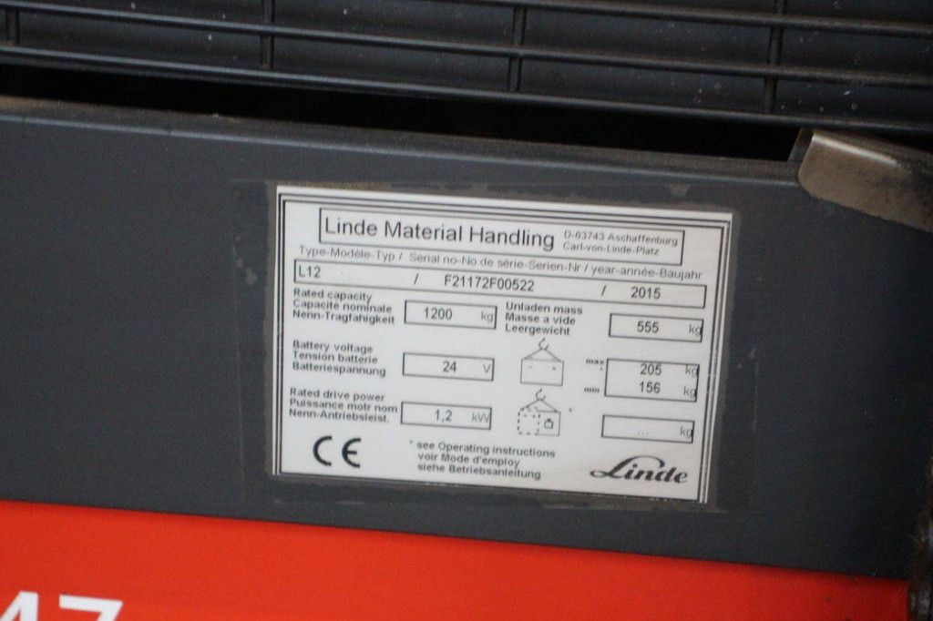 Stapelaar Linde L12 Elektrisch 1200kg 2.0m 2015