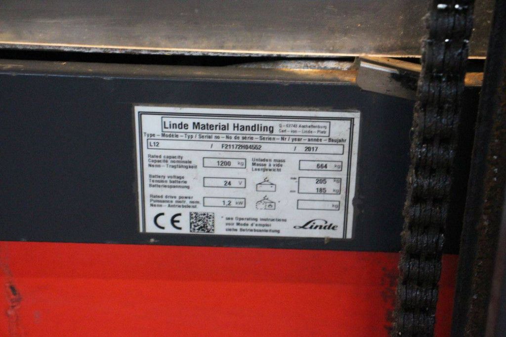 Stapelaar Linde L12 Elektrisch 1200kg 2.53m 2017