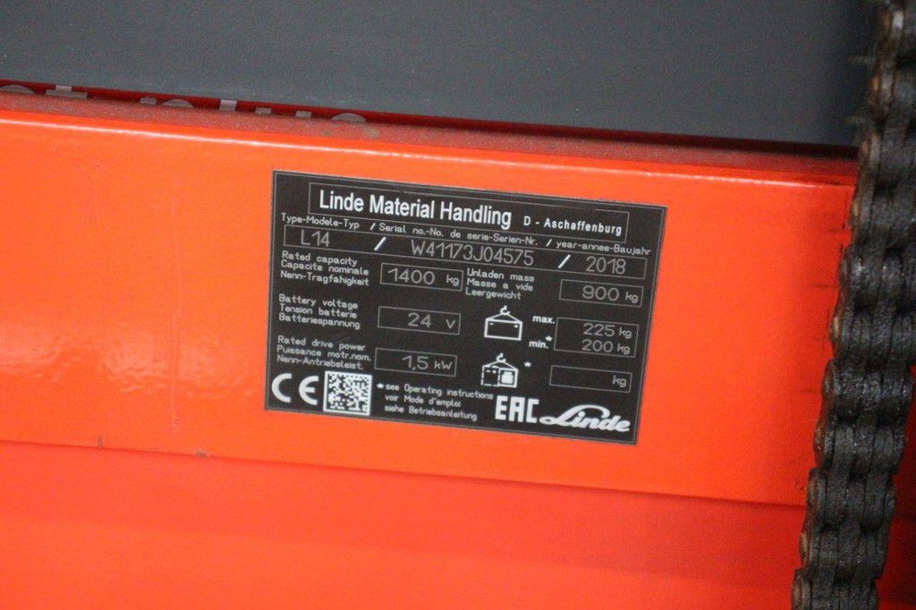 Hochhubwagen Linde L14 Elektro 1400kg 1,93m 2018
