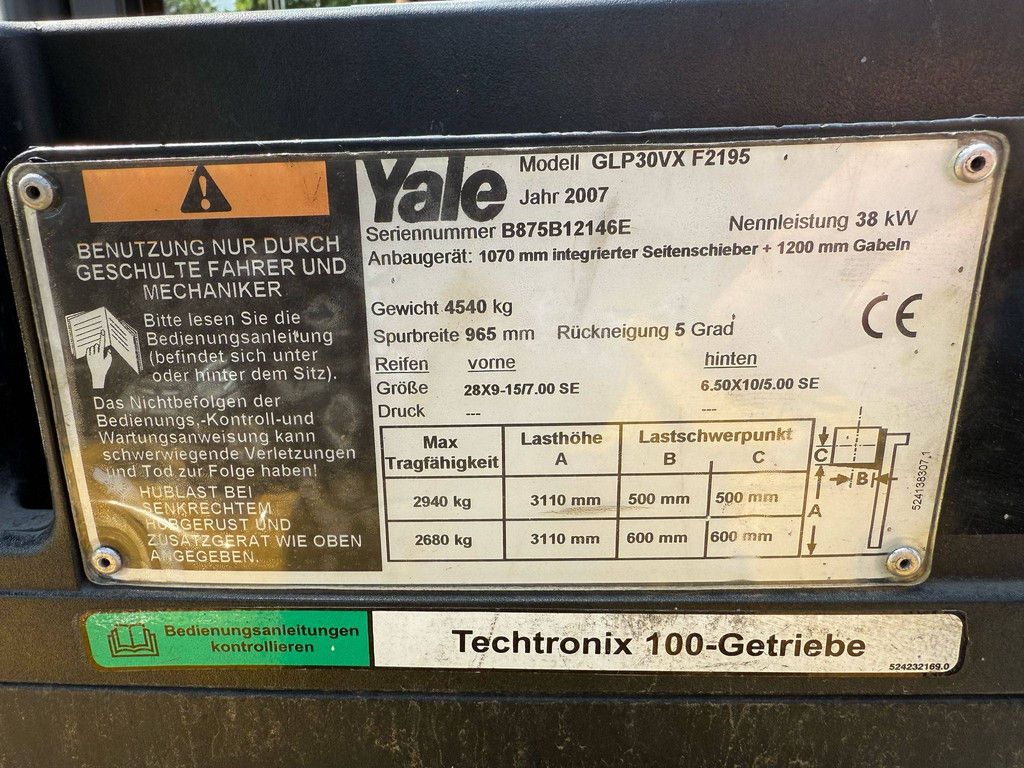 Gabelstapler Yale GLP30VX F2195 Treibgas 2940kg 3,11m 2007
