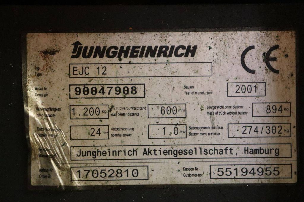 Stapelaar Jungheinrich EJC 12 Elektrisch 1200kg 3.6m 2001